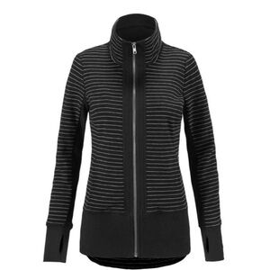 Cabi Sprint Jacket Women’s Black White Stripe Athleisure Size XL